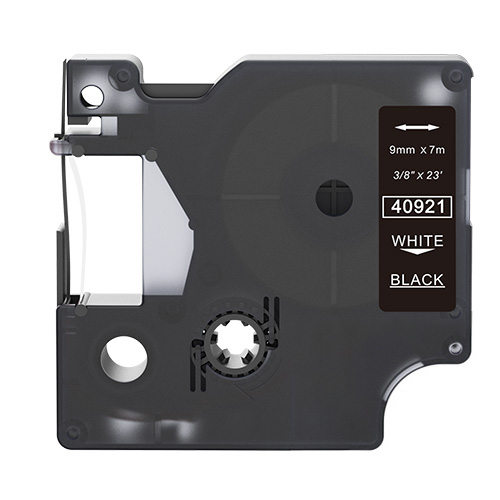 Ruban adhésif compatible Dymo 40921, blanc sur noir, 9 mm