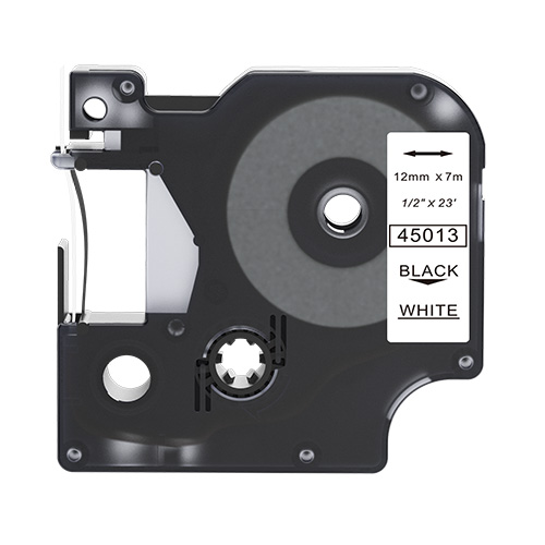 Ruban adhésif compatible Dymo 45013, noir sur blanc, 12 mm