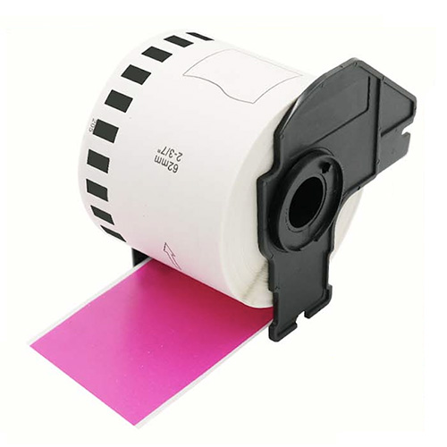 Étiquettes roses compatibles Brother DK-22205, 62 mm x 30,48 m