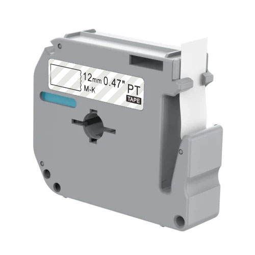 Ruban à lettres noir sur transparent 12 mm compatible Brother M-K131