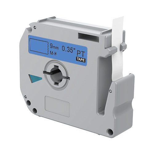 Ruban à lettres compatible Brother M-K521, noir sur bleu, 9 mm