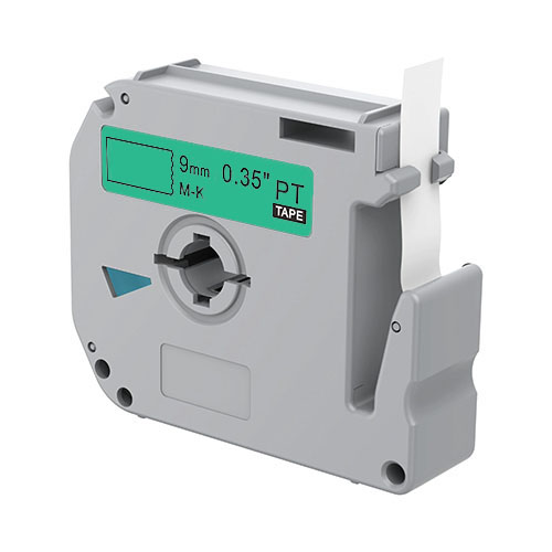 Ruban à lettres compatible Brother M-K721, noir sur vert, 9 mm