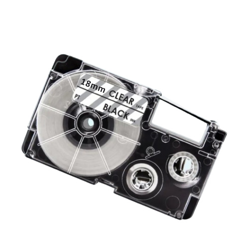 Ruban d'étiquettes noir sur transparent 18 mm compatible Casio XR-18X